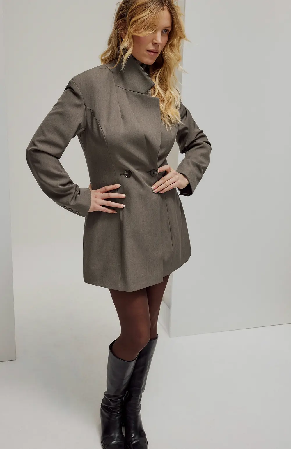 Tailored Hourglass Blazer Dress Brown