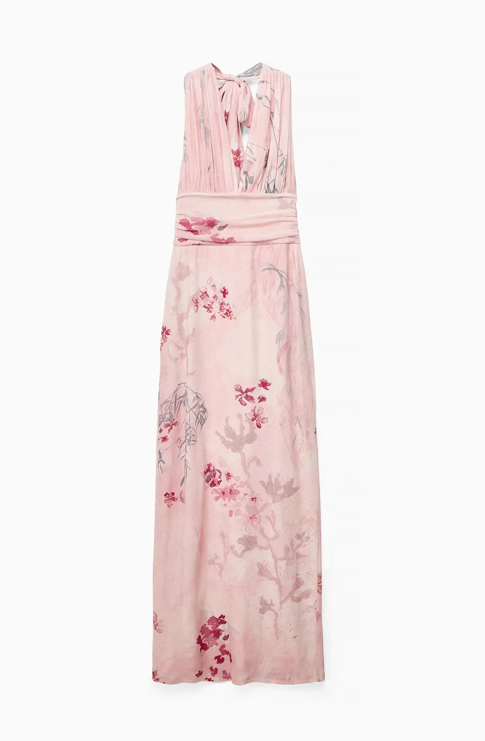Halterneck Tie Maxi Dress Flower