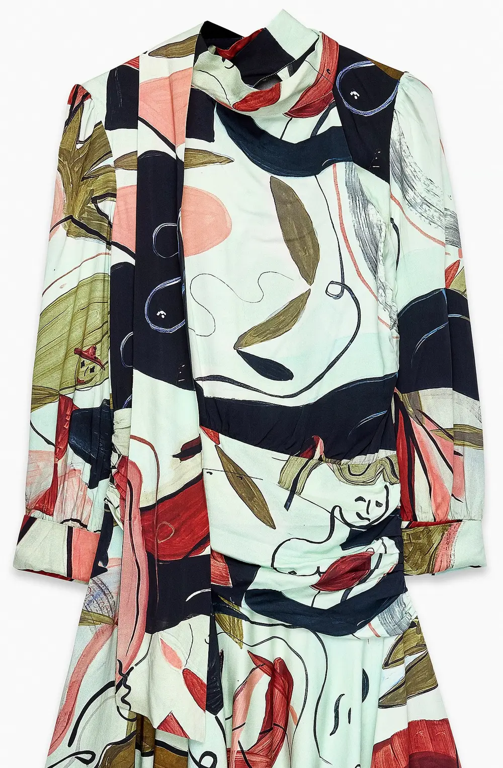 Printed Scarf Detail Dress Multicolor