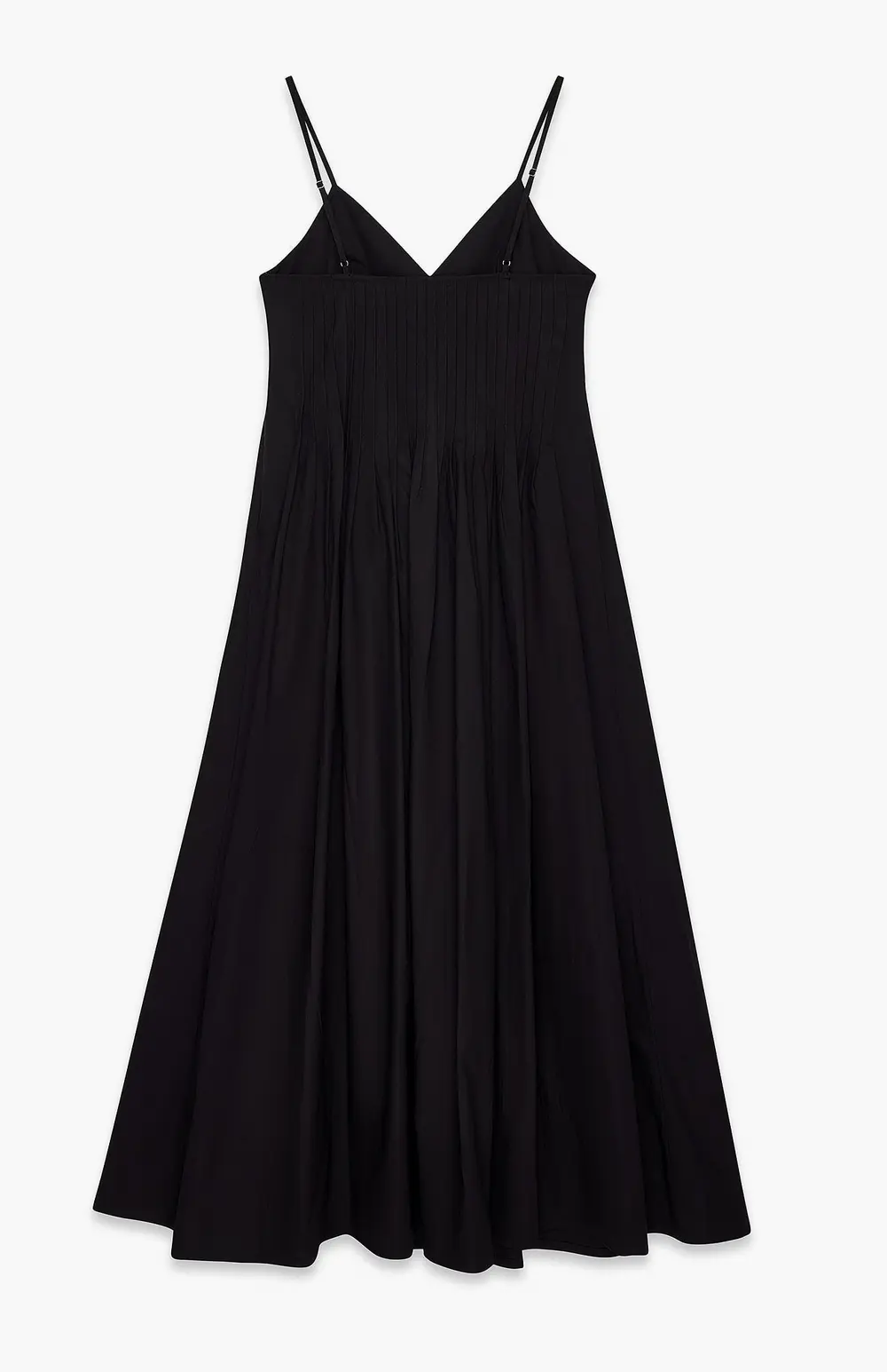 Cotton Pintuck Midi Dress Black
