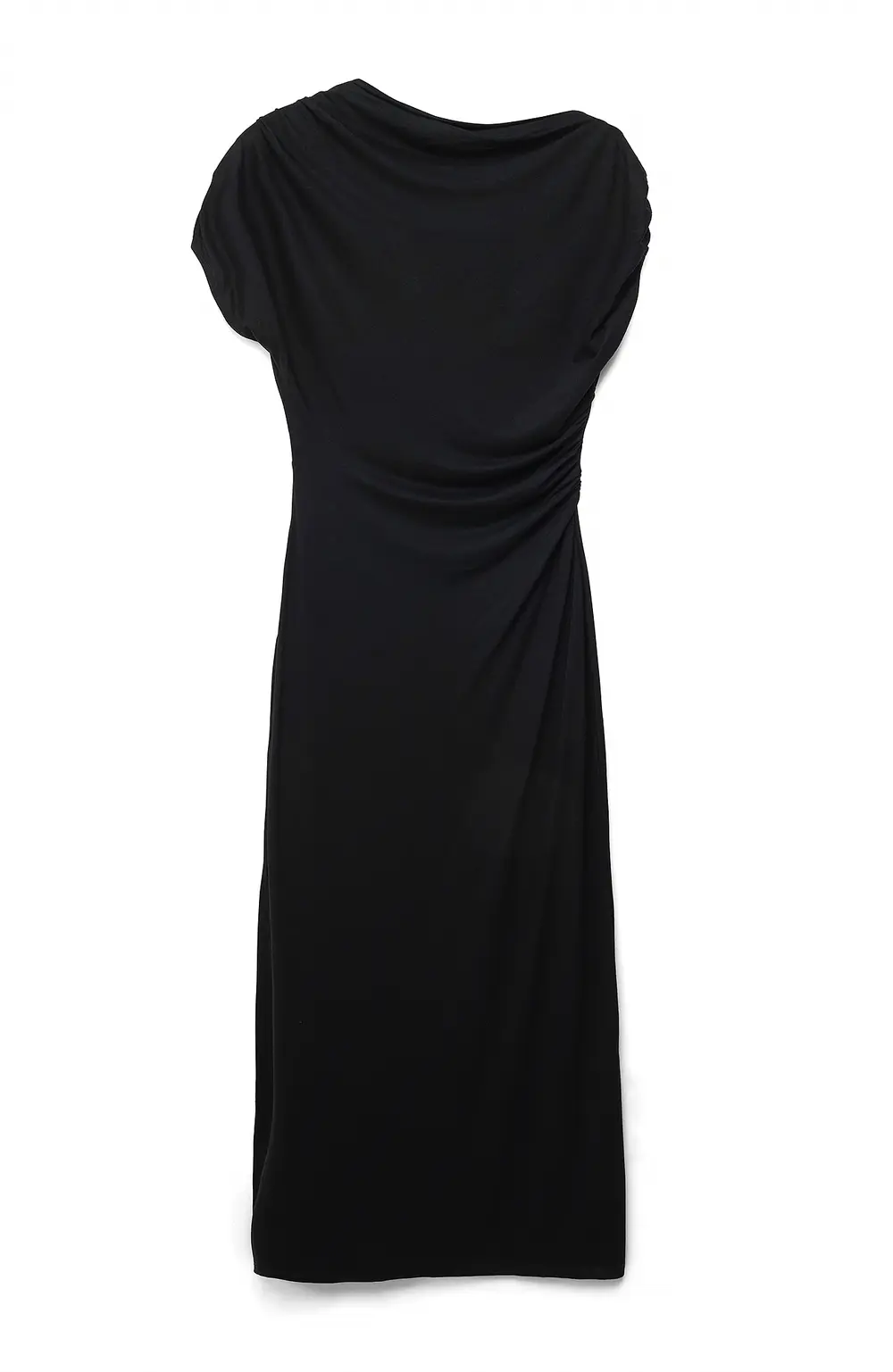 Soft Line Draped Maxi Dress Black