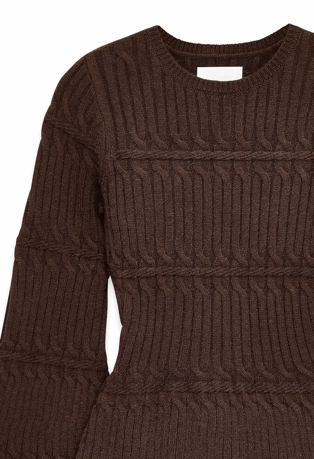 Cable Knitted Flare Mini Dress Brown