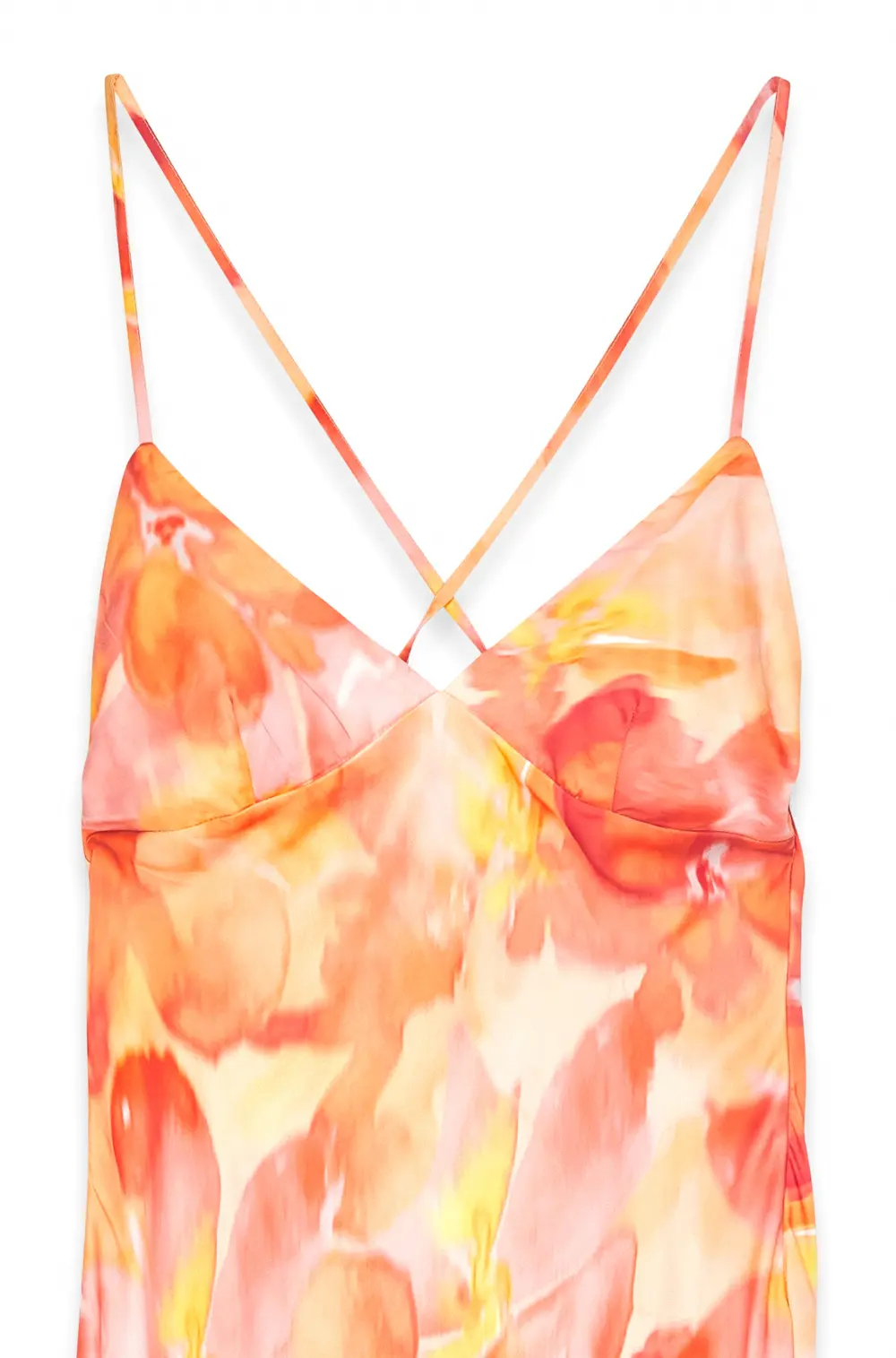 Satin Flounce Hem Maxi Dress Orange