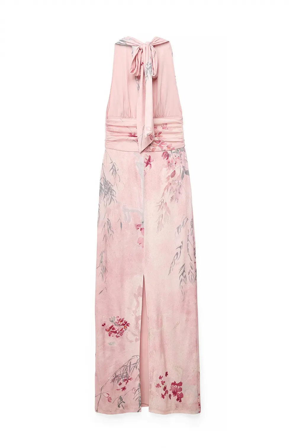 Halterneck Tie Maxi Dress Flower
