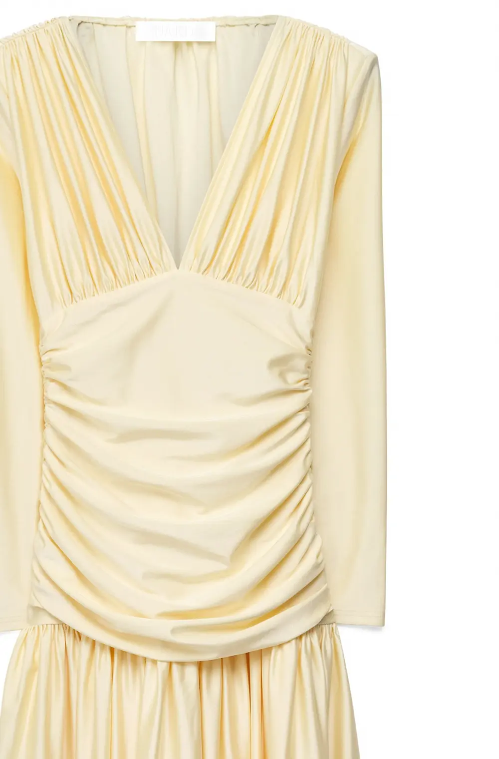 V-Neckline Draped Maxi Dress Yellow