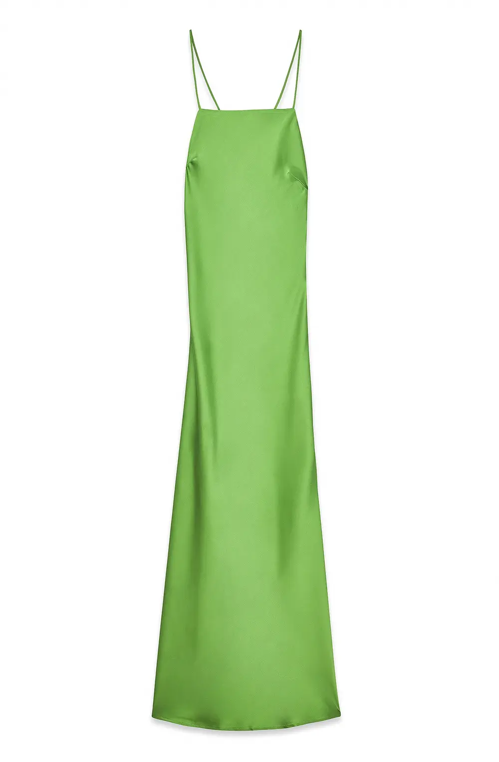 Satin Asymmetric Back Midi Dress Green