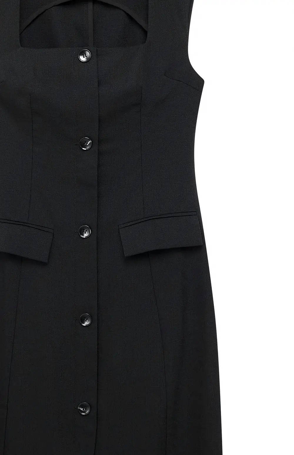 Tailored Square Neck Midi Dress Black