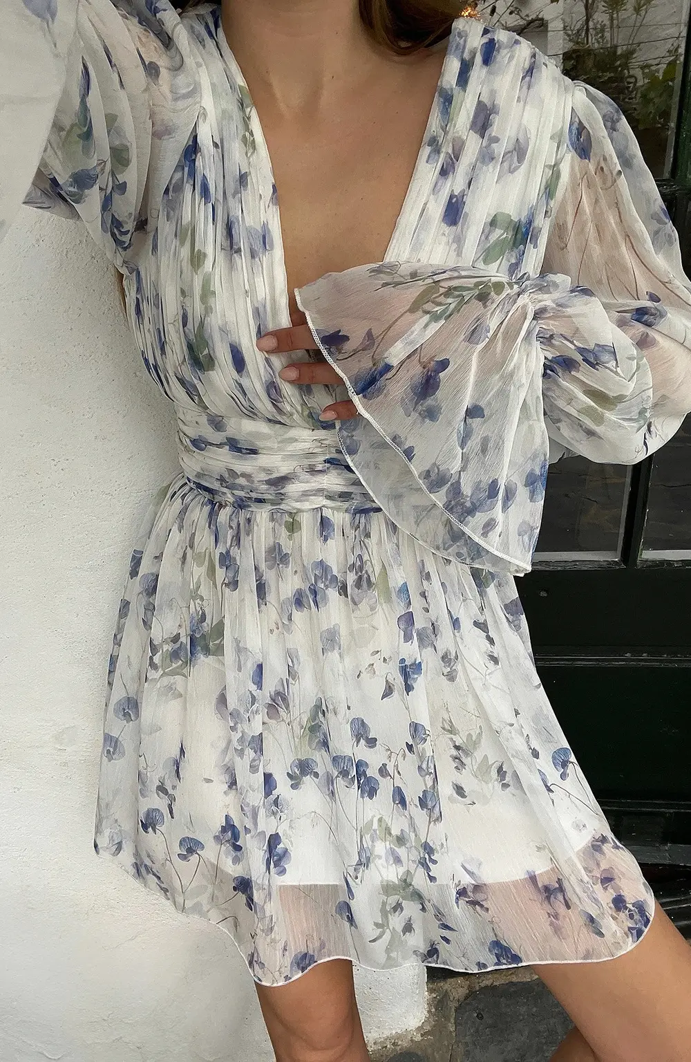 Marked Waist Mini Dress Blue