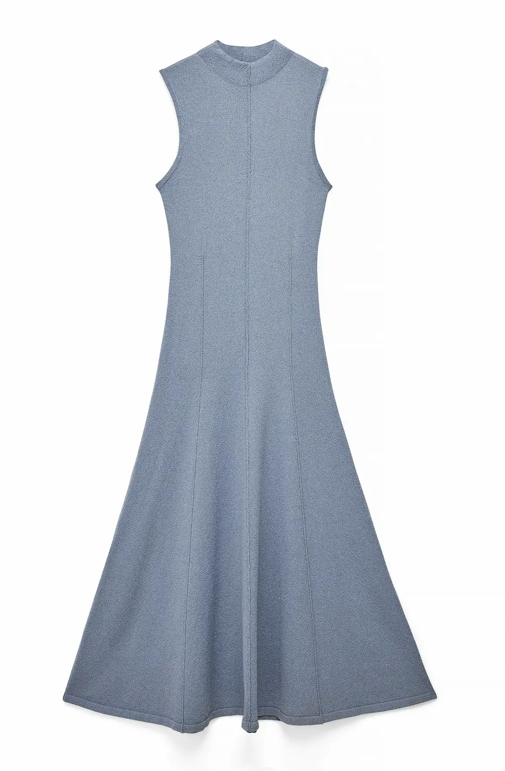 Knitted Sleeveless Seam Detail Maxi Dress Blue