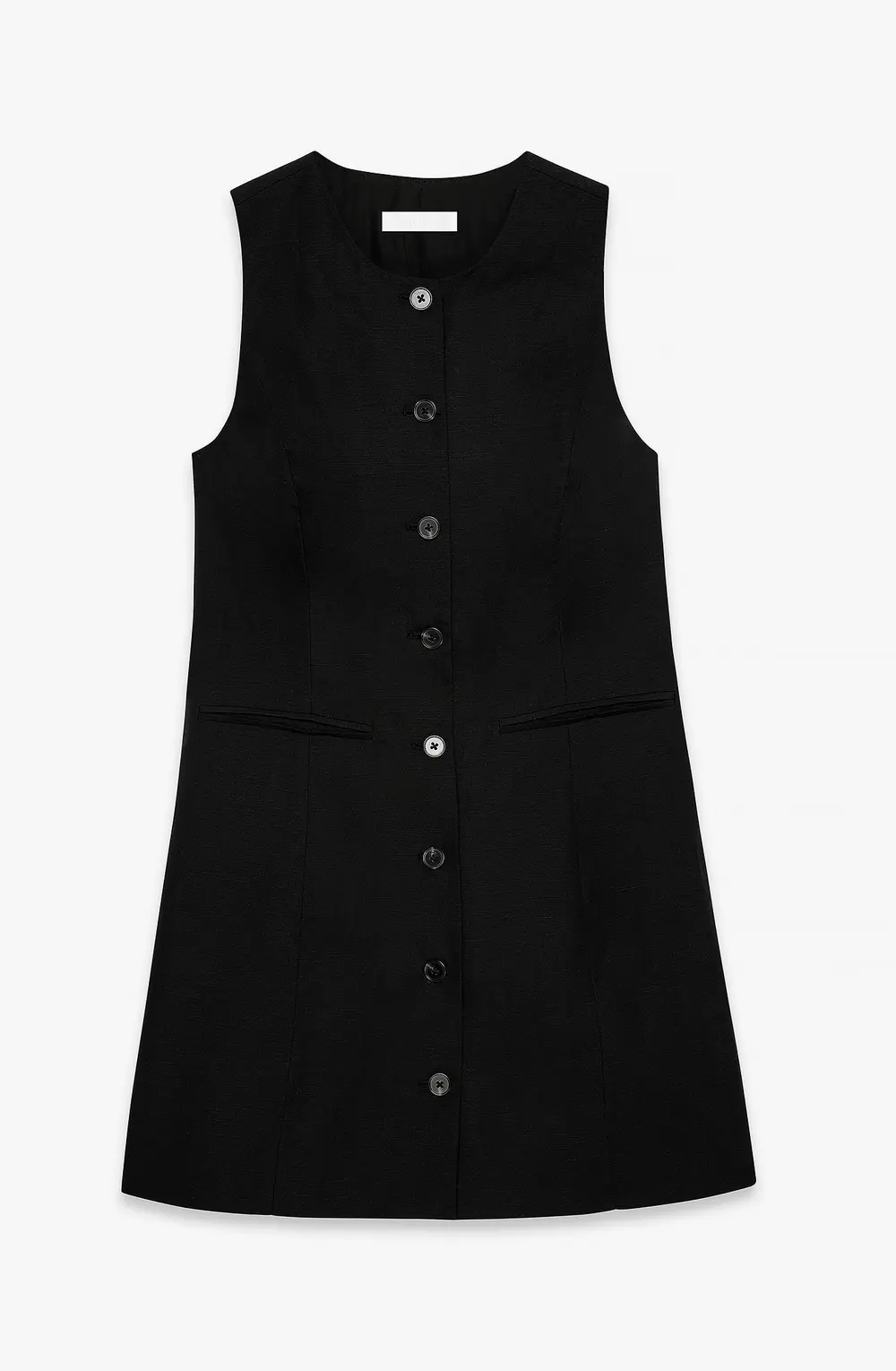 Linen Blend Vest Mini Dress Black