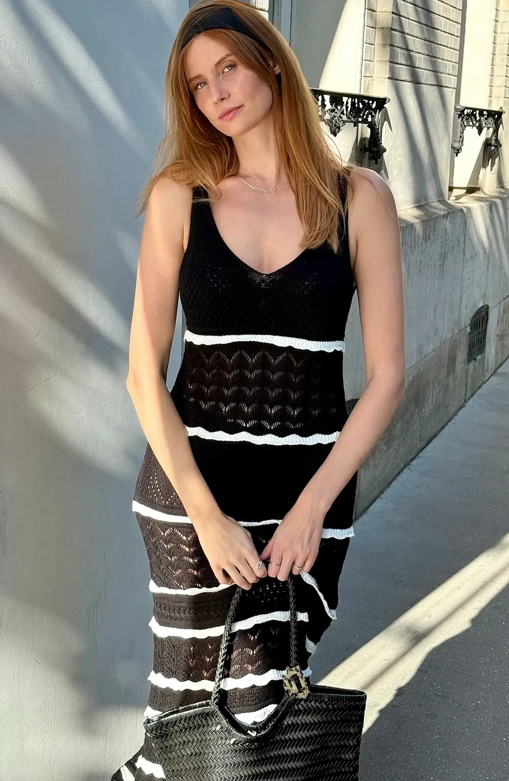 Knitted Crochet Maxi Dress White