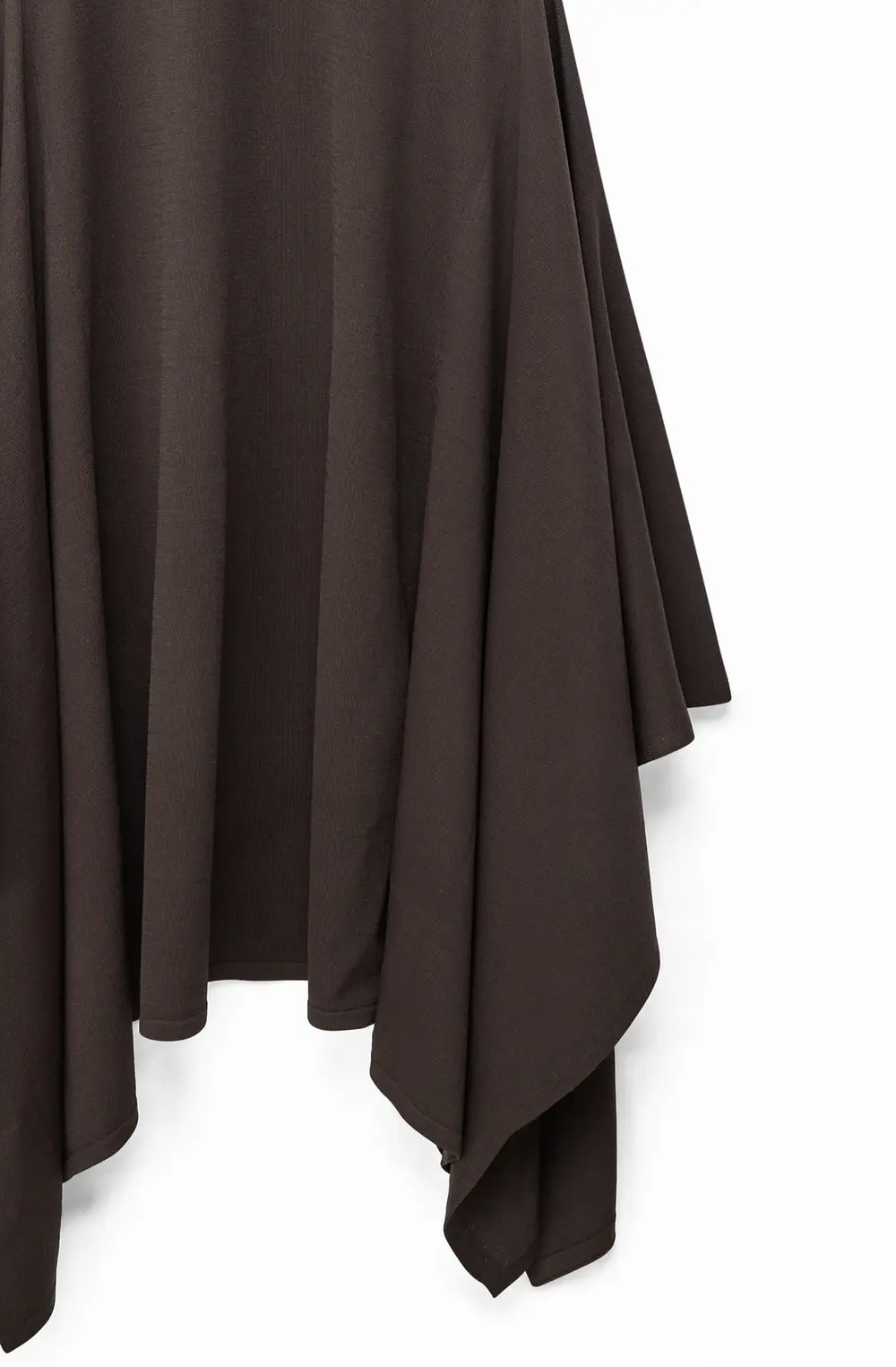 Knitted Asymmetric Hem Midi Dress Brown