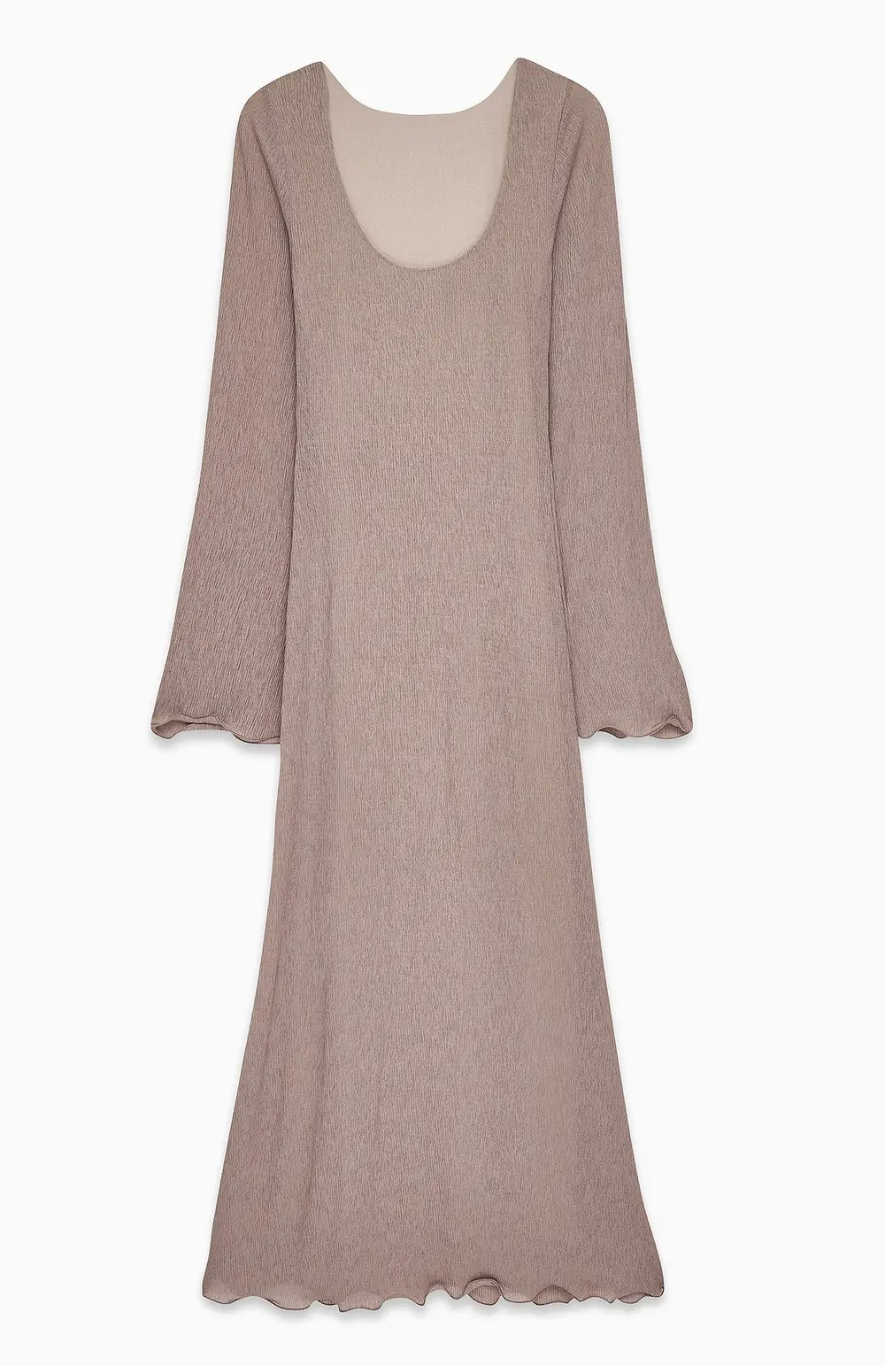 Deep Back Pleated Dress Brown