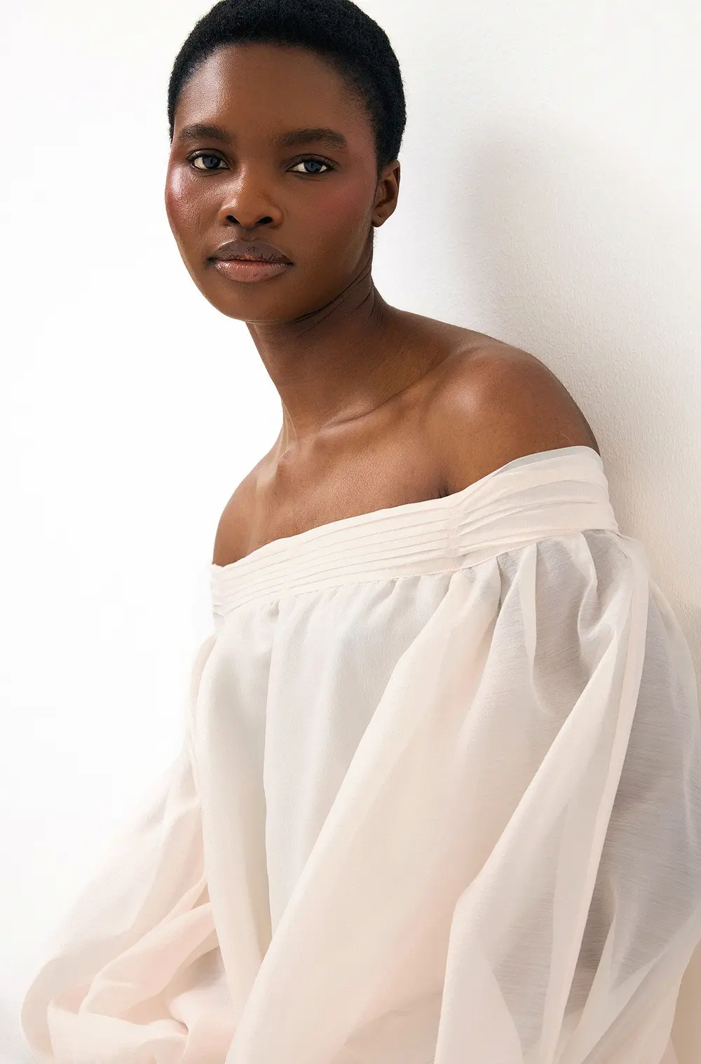 Organza Off Shoulder Mini Dress Offwhite