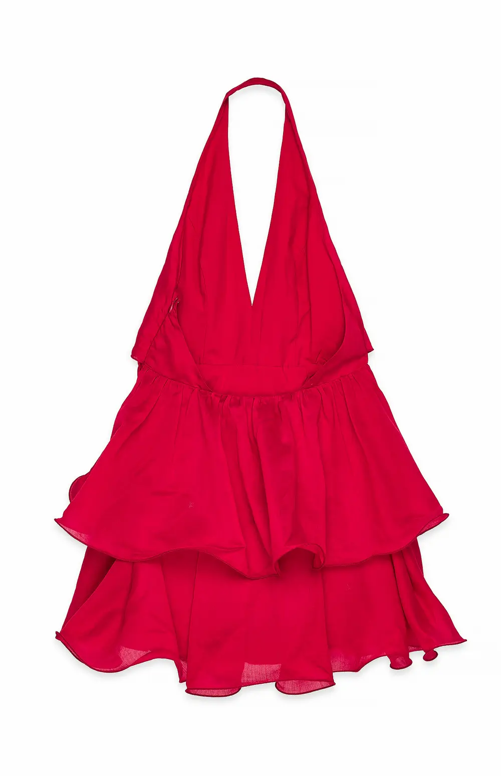Rose Detail Ruffle Mini Dress Red