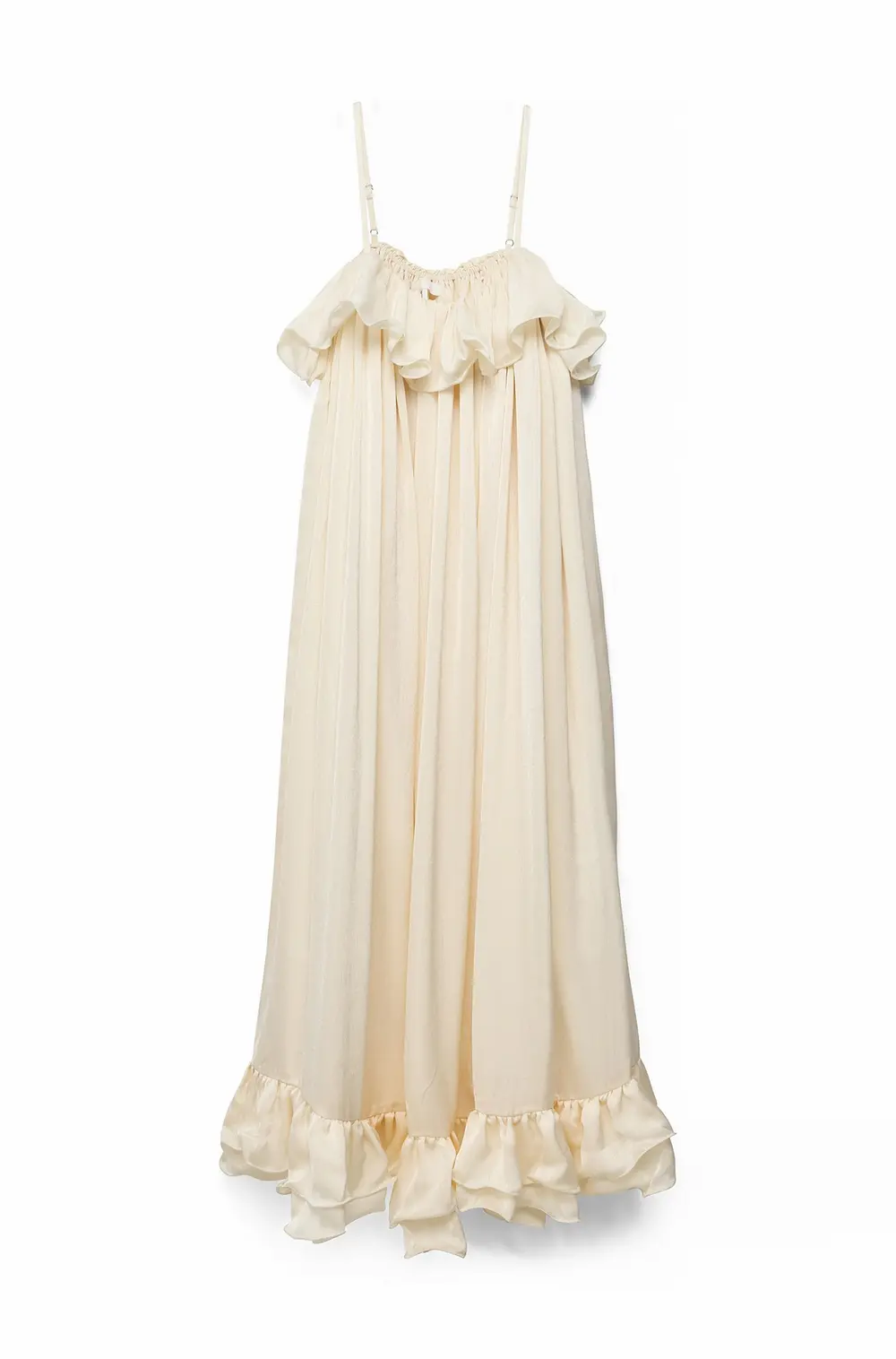 Ruffle Volume Maxi Dress Offwhite