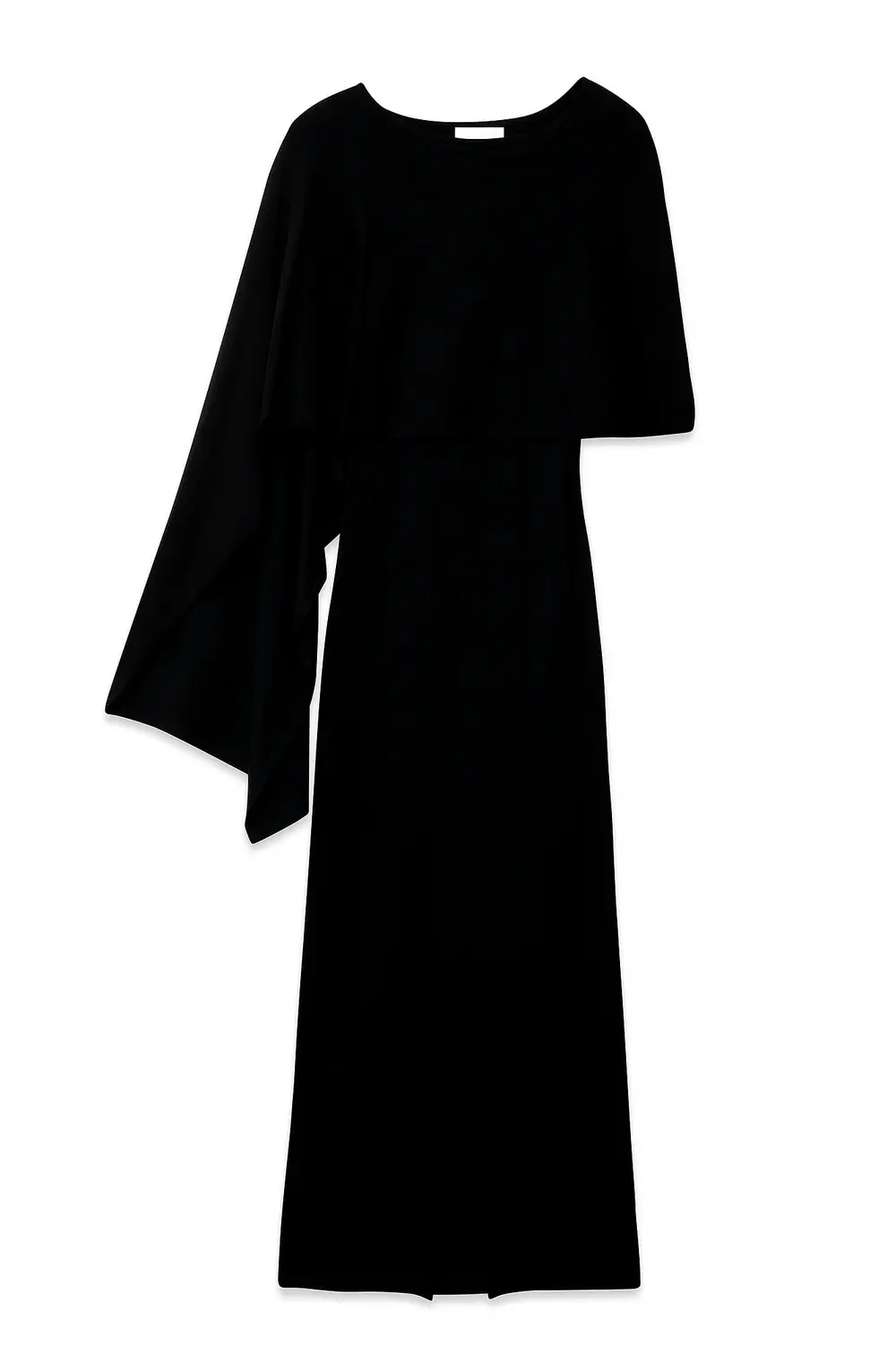 Knitted Poncho Midi Dress Black