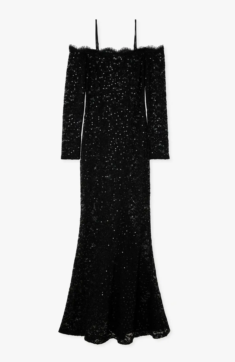 Lace Sequin Maxi dress Black
