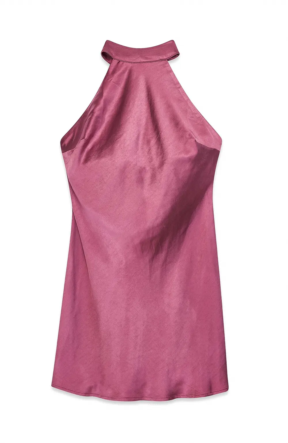 Hammered Satin Tie Back Mini Dress Pink