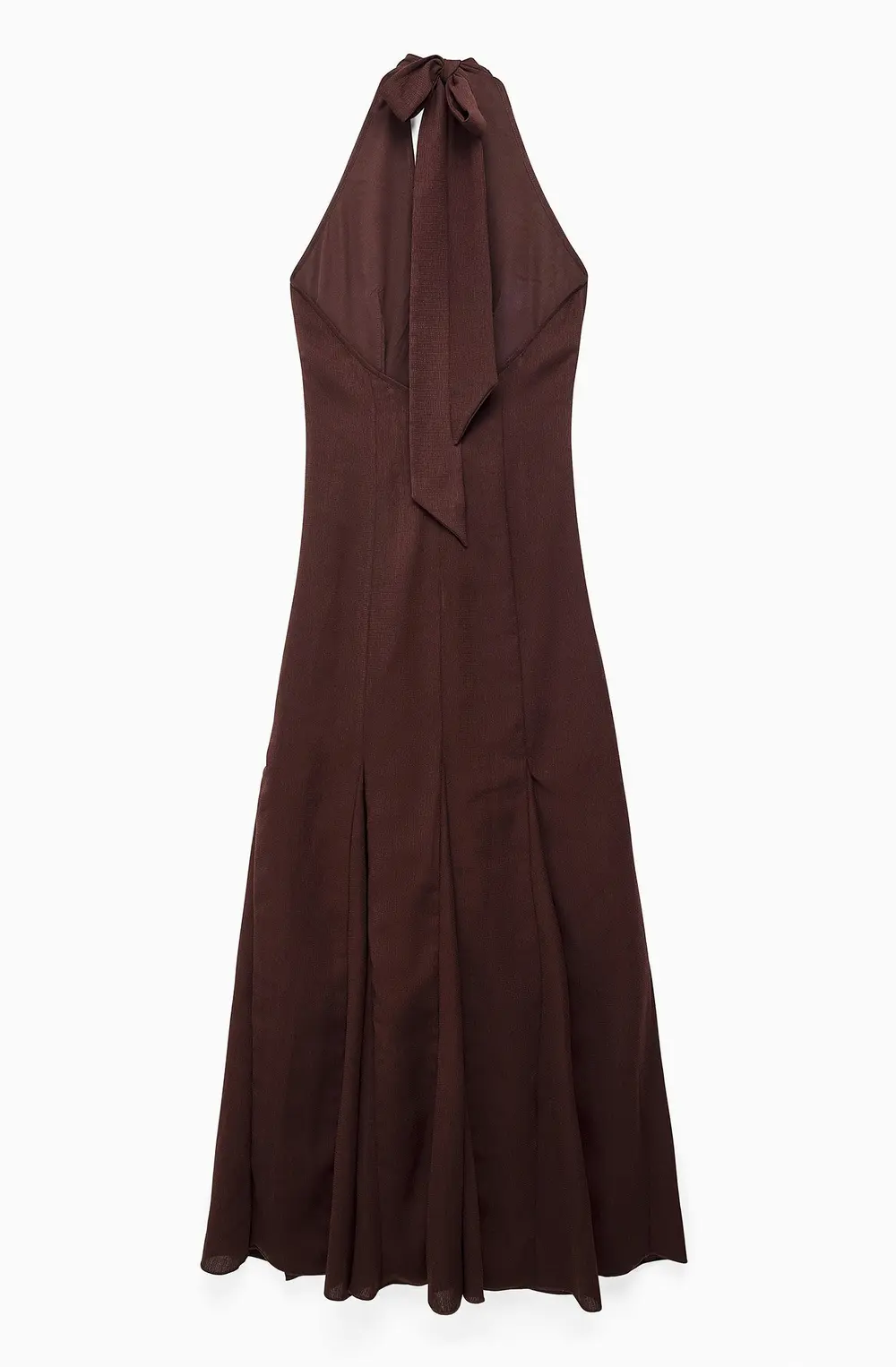 Halterneck Button Front Maxi Dress Brown
