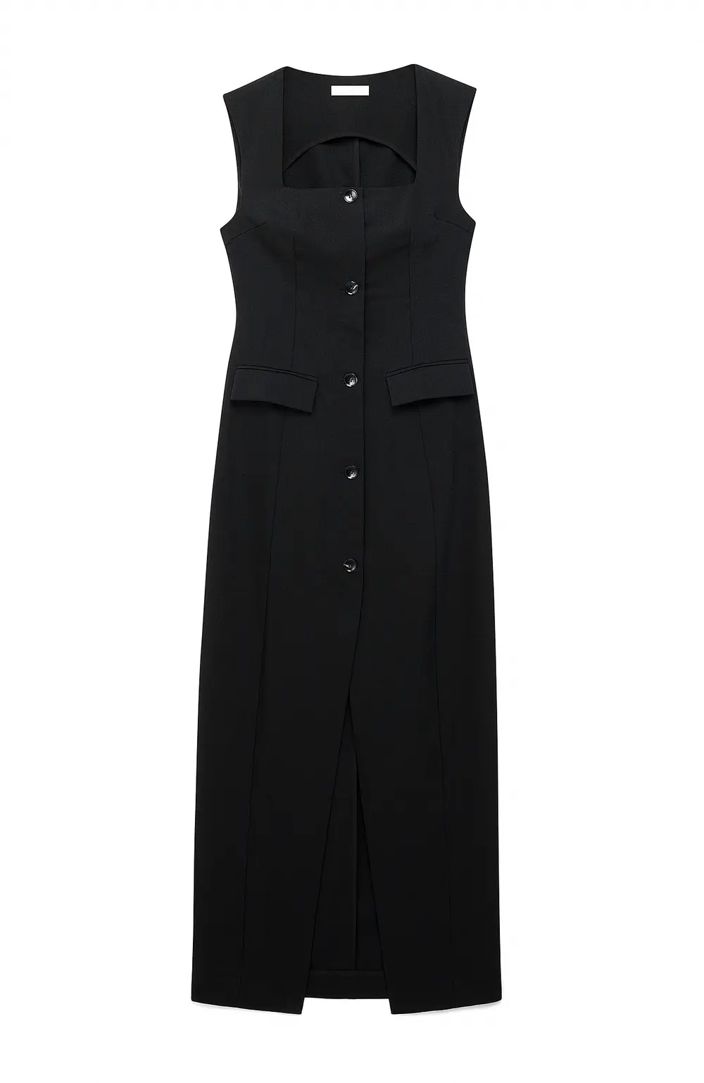 Tailored Square Neck Midi Dress Black