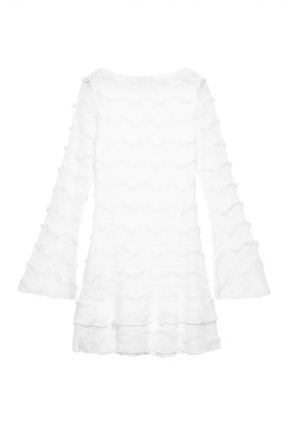 Long Sleeve Mini Frill Dress Offwhite