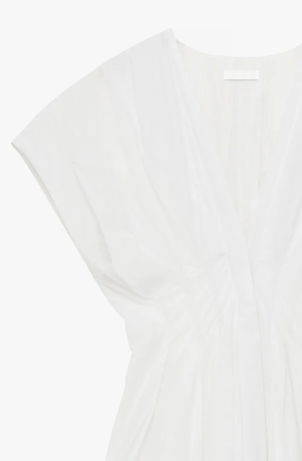 Cotton Pleated Short Sleeve Midi Dress White