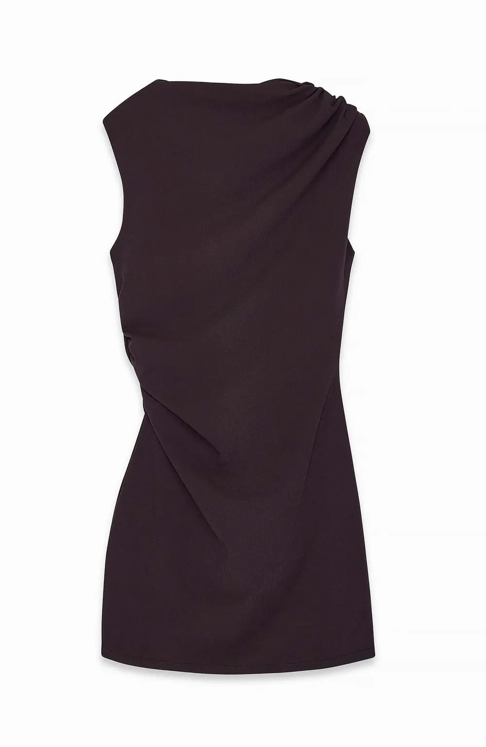 Draped Shoulder Mini Dress Brown