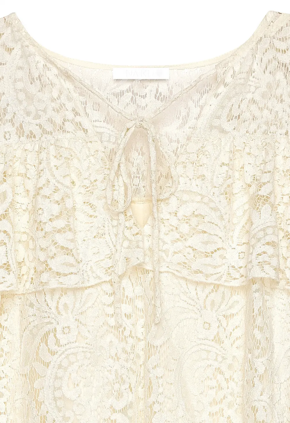 Lace Ruffle Long Sleeve Mini Dress Beige