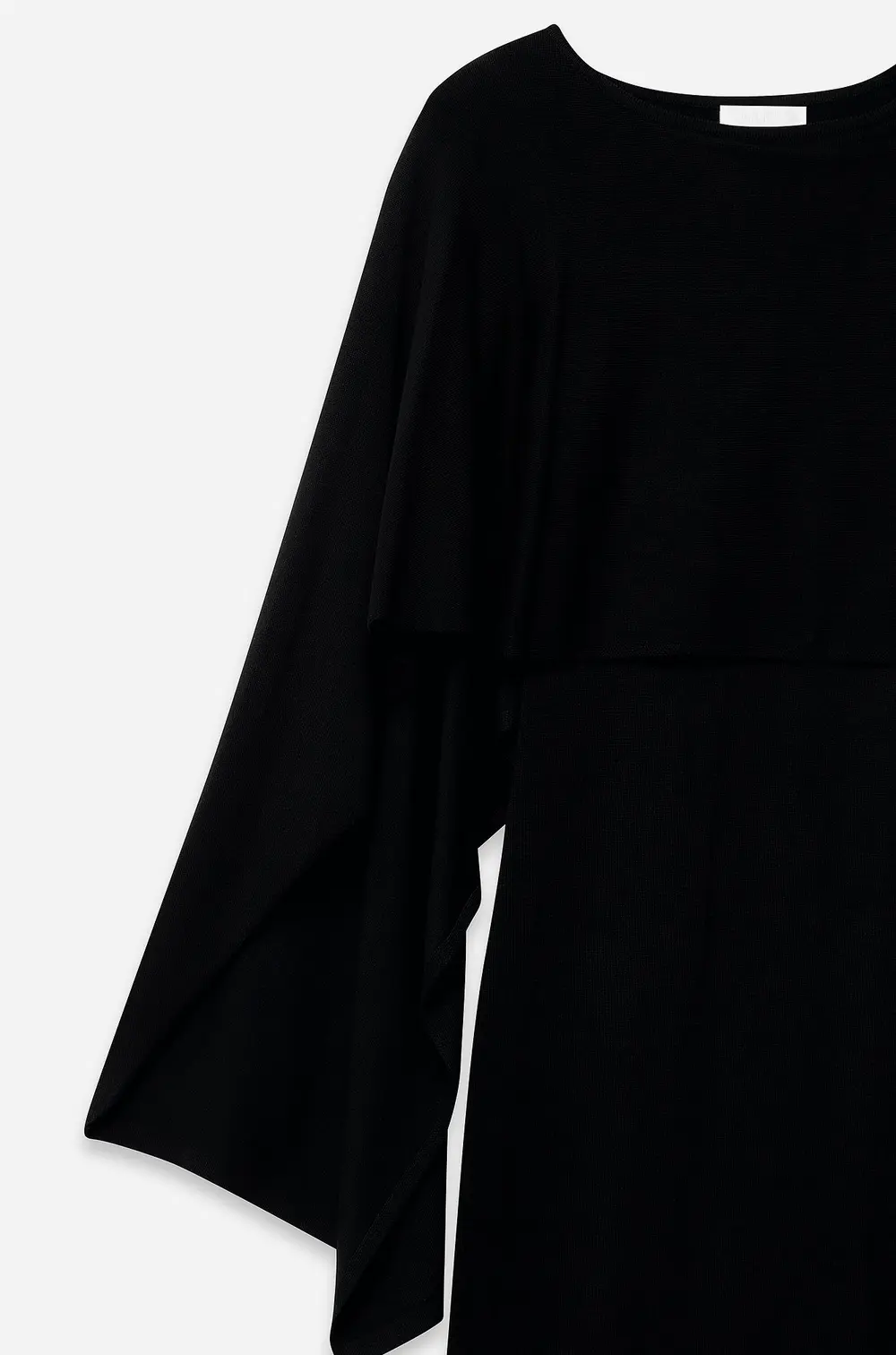 Knitted Poncho Midi Dress Black
