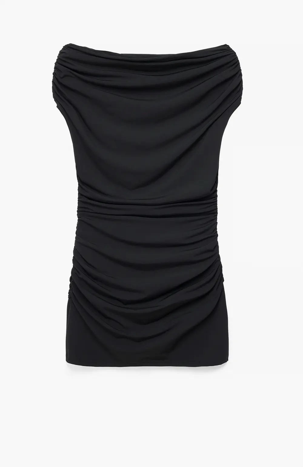 Buckle Detail Draped Mini Dress Black