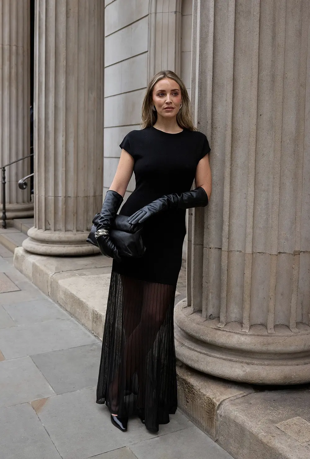 Knitted Sheer Maxi Dress Black