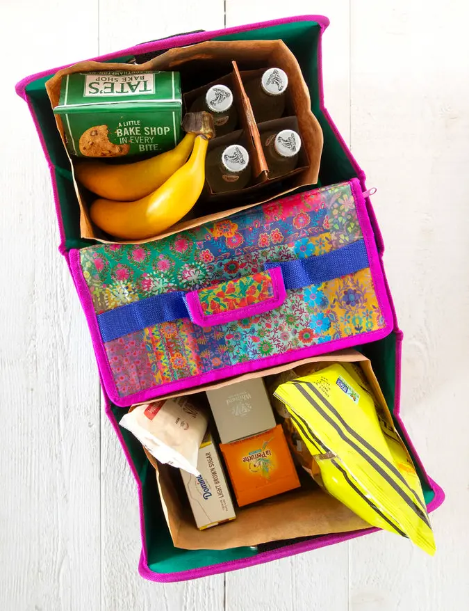 Car Trunk Organizer - Navy Folk Flower