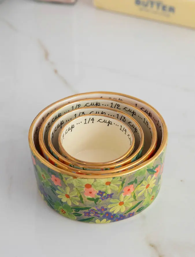 Ceramic Nesting Measuring Cups - Multi Floral