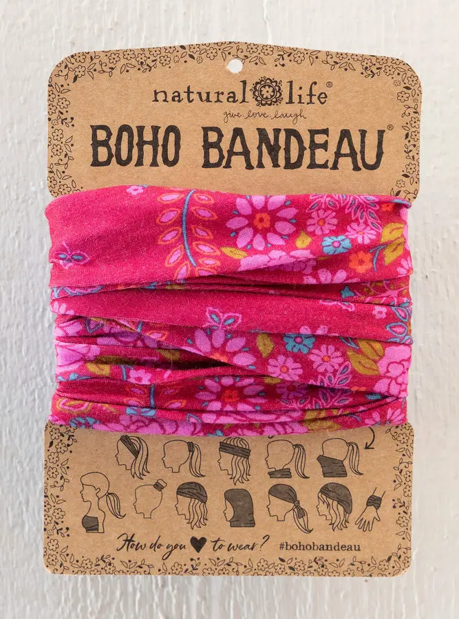 Full Boho Bandeau® Headband - Merlot Floral Bandana