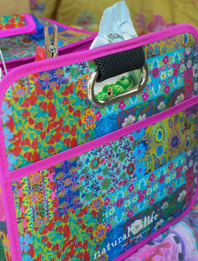 Car Trunk Organizer - Navy Folk Flower