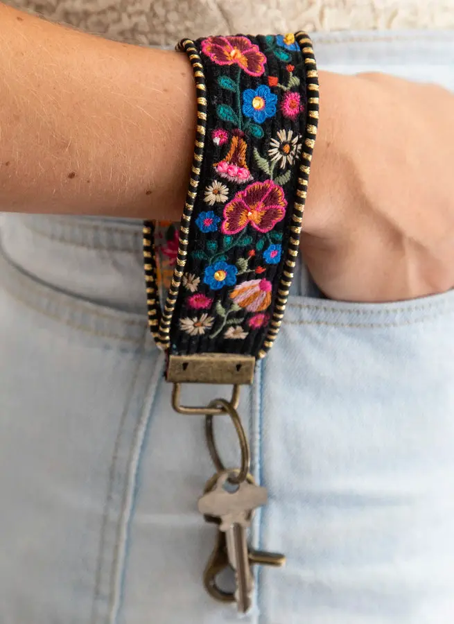 Embroidered Key Chain - Black