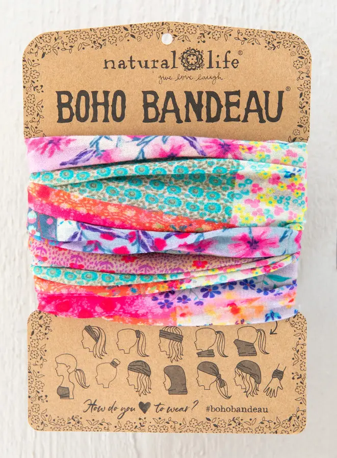 Full Boho Bandeau® Headband - Pink Watercolor Patchwork
