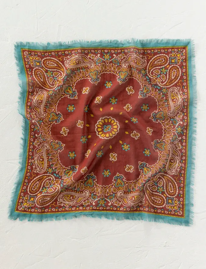 Printed Cotton Bandana - Classic Brick Red