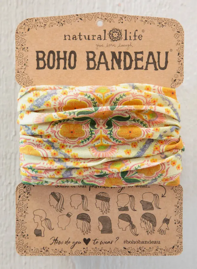 Full Boho Bandeau® Headband - Diamond Block Cream