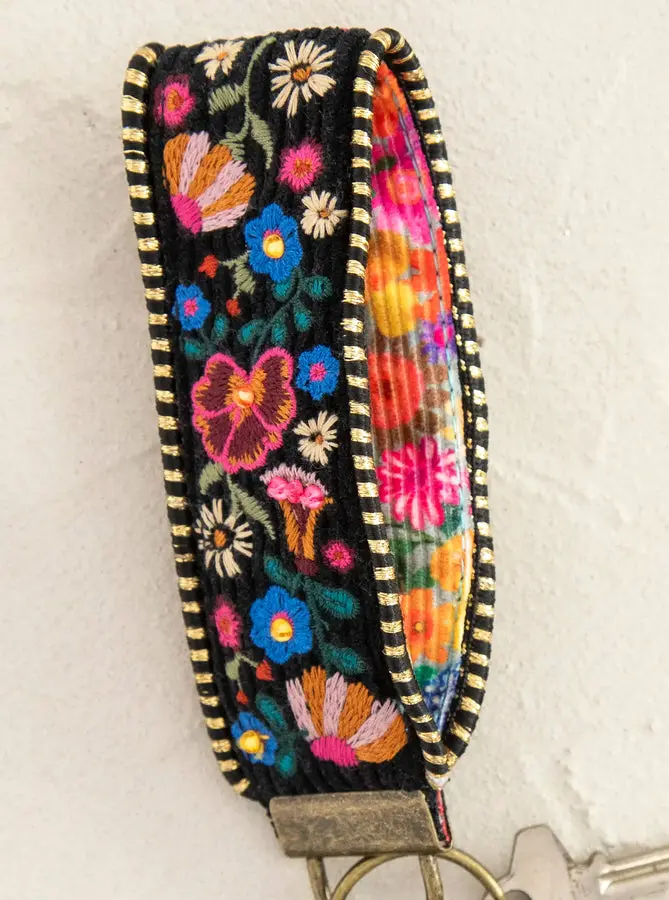 Embroidered Key Chain - Black