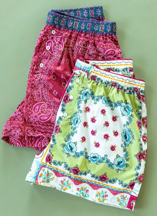 Dream On Cotton Boxer Shorts - Pink Handkerchief