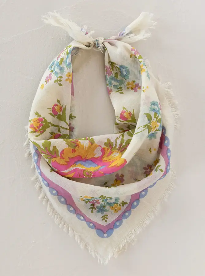 Printed Cotton Bandana - Sweet Blossoms Pink