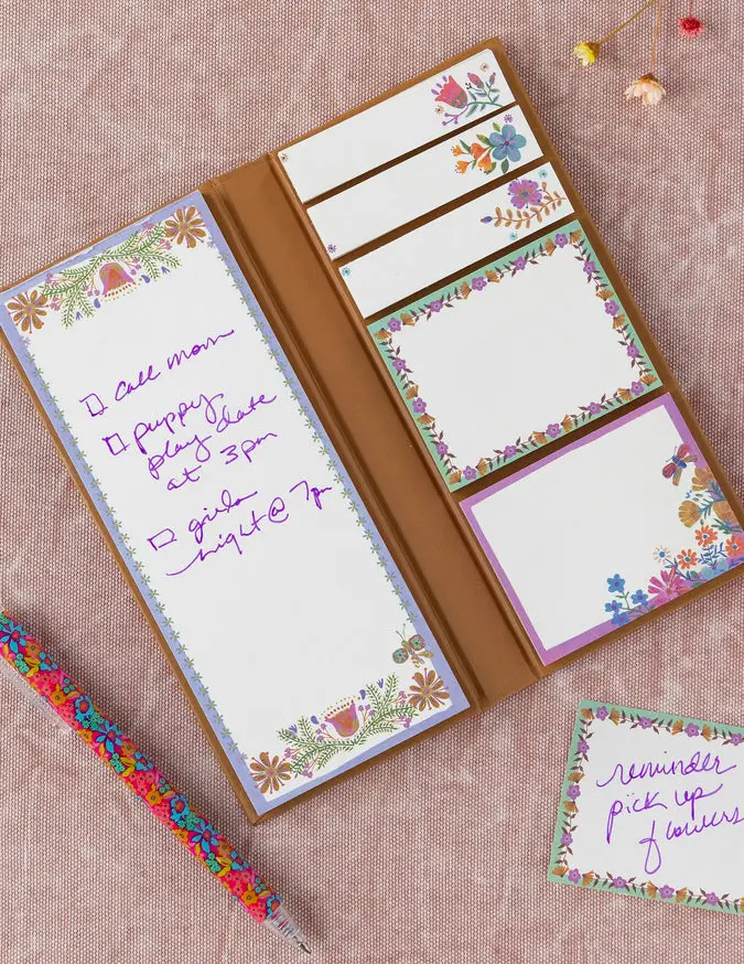 Sticky Note Book - Mustard Folk Flower