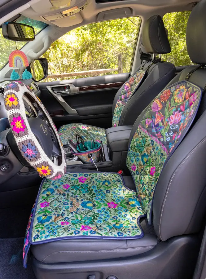 Car Seat Protector - Teal Navy Floral