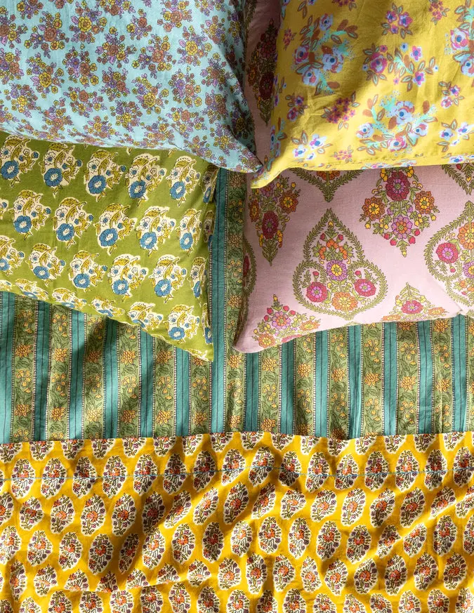 Mix & Match Cotton Fitted Sheet - Teal Vines