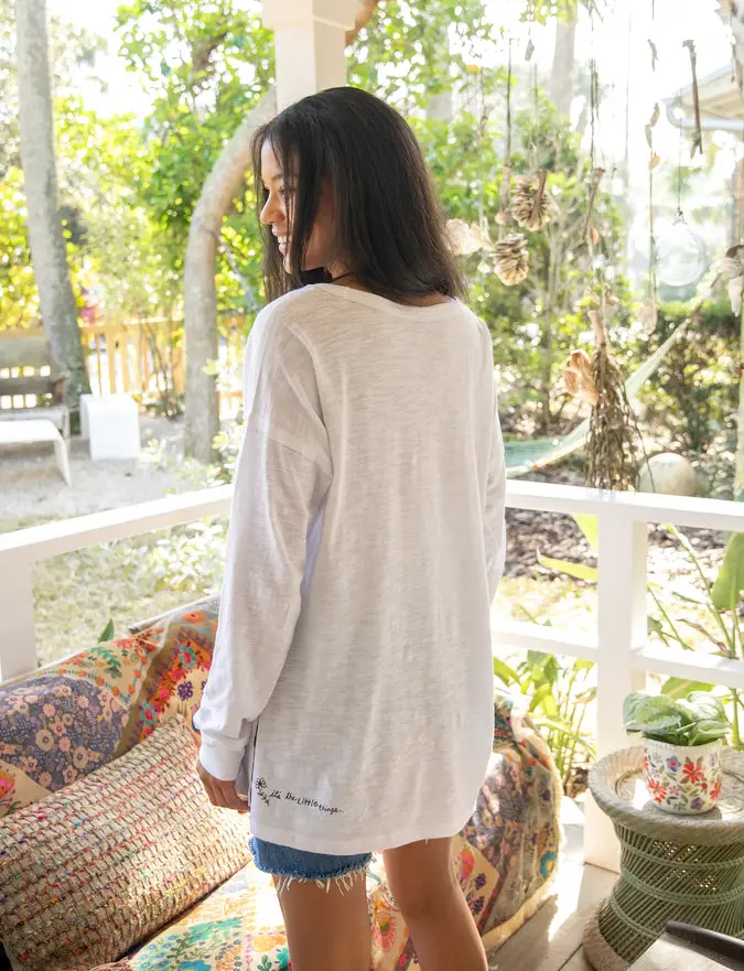 Oversized Cotton Doodle Tee - White
