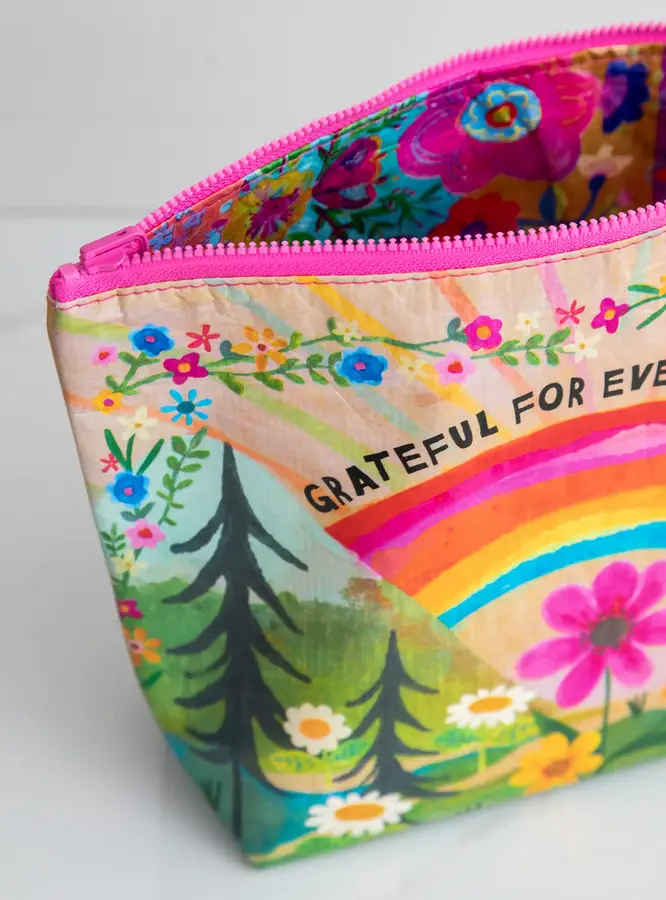 Recycled Reversible Zipper Pouch - Grateful