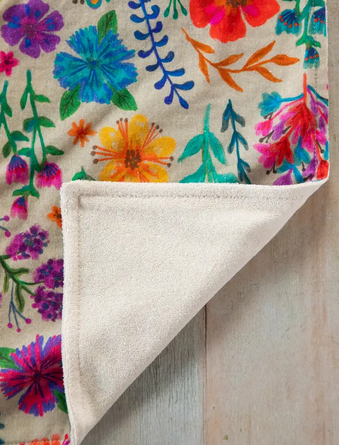Cotton Dish Towel - Rainbow Garden Cream