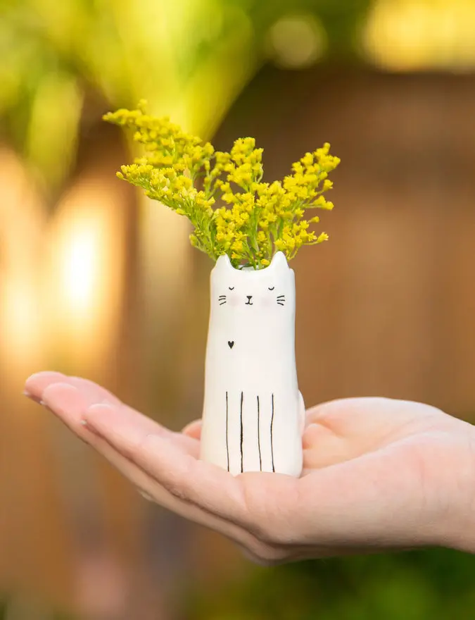Cutest Little Bud Vase - Cat